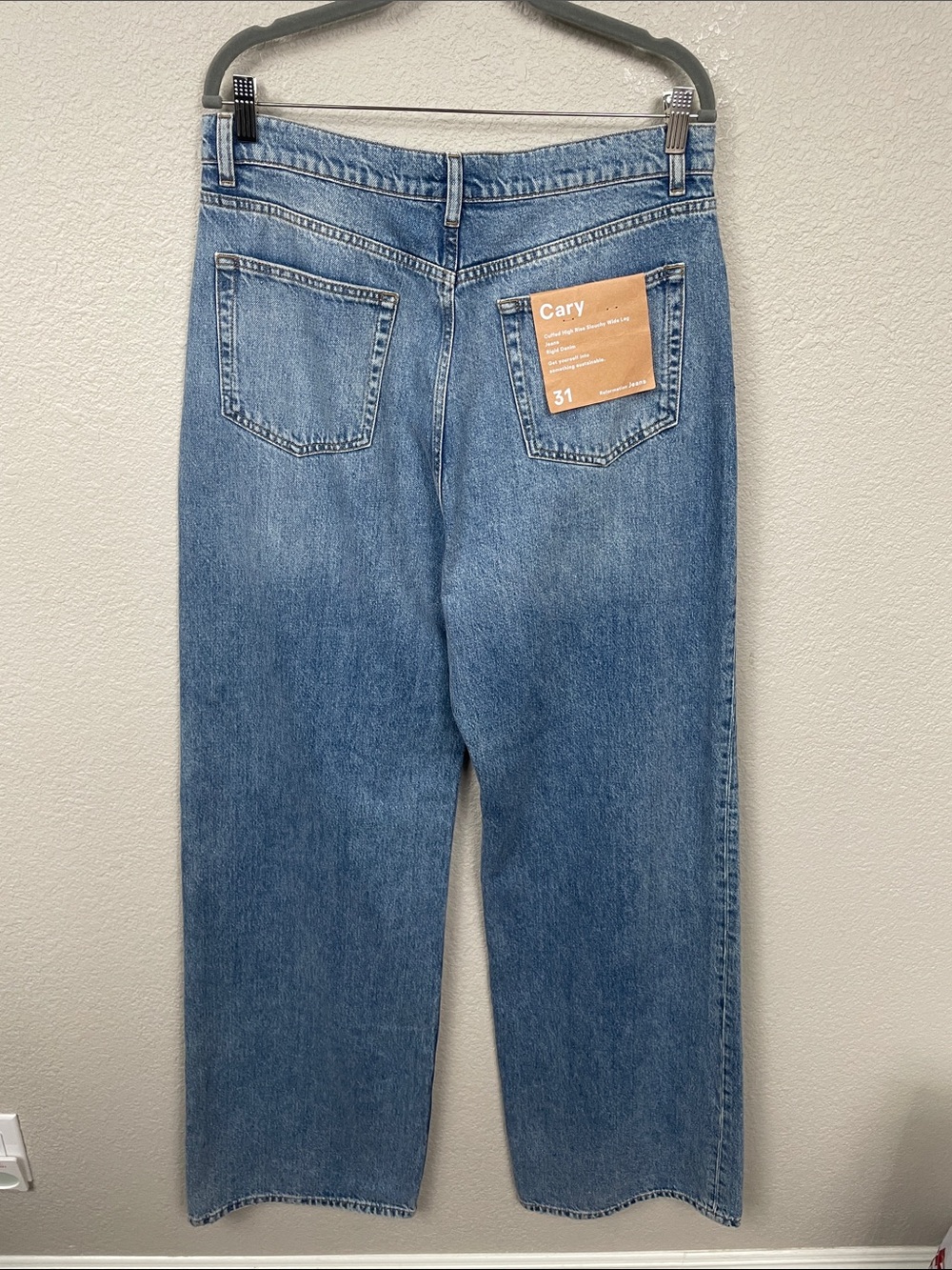 NWT Reformation Jeans Cary Cuffed High Rise Wide Leg Rigid Denver Wash Sz 31 - Picture 5 of 15